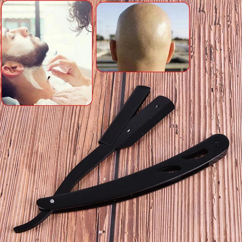 Hair Razor Antique Black Folding Shaving Knife Stainless Steel Straight Razor Holder (No Blades) Men Shaving Barber Tools