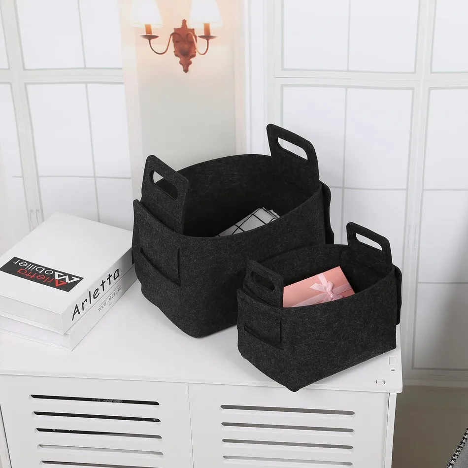 

Folding Felt Storage Bag Book Laundry Basket Dirty Clothes Toys Holder Container Desktop Home Living Room Organizer