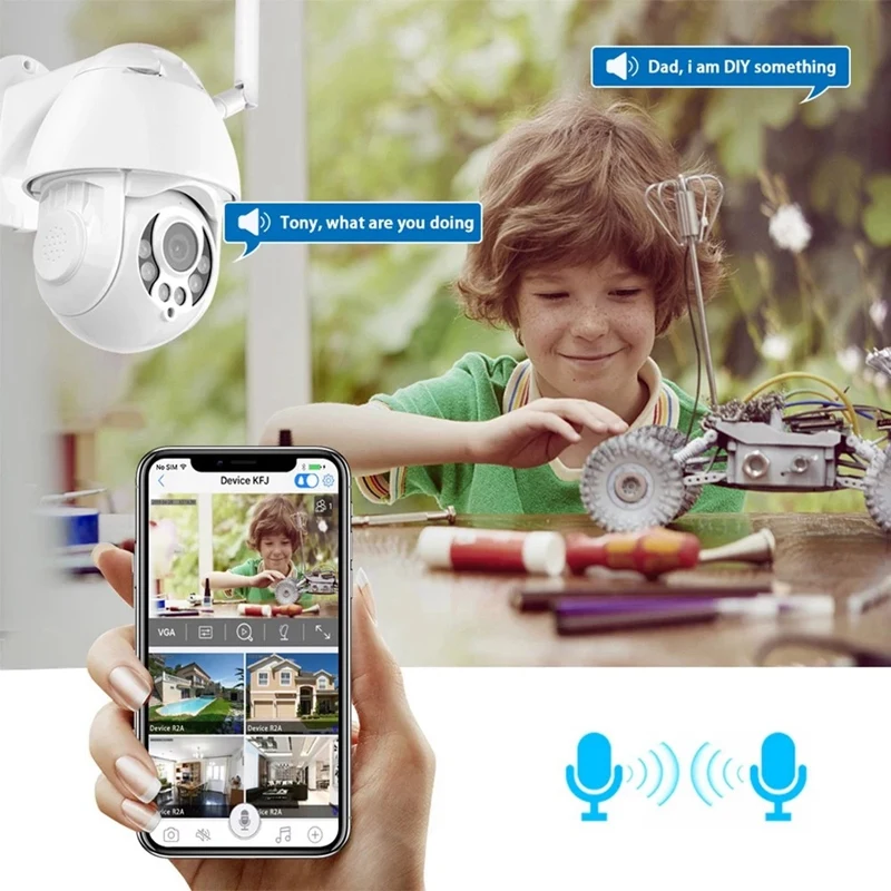 K38D 1080P WiFi PTZ IP Camera Face Detect Auto Tracking 4X Zoom Two-Way Audio Waterproof Outdoor Security Camera