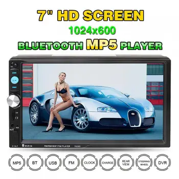 

7023D 7 Inch 2 DIN Bluetooth HD Car Stereo Audio MP5 Player with Card Reader FM Radio Fast Charge Support USB / AUX / DVR New