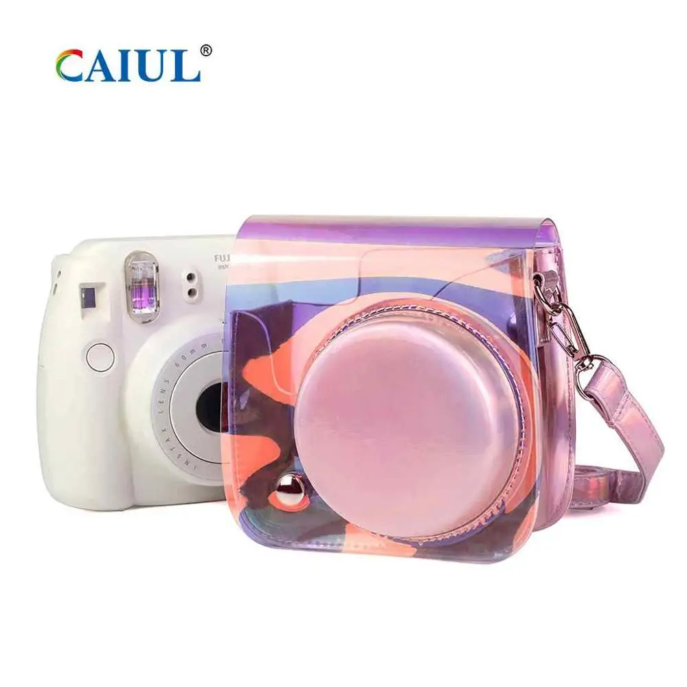 CAIUL миниатюрная сумка под камеру для Fujifilm Instax Mini 9 8 8+ чехол для камеры с мгновенной пленкой Премиум градиентная розовая ракушка набор аксессуаров