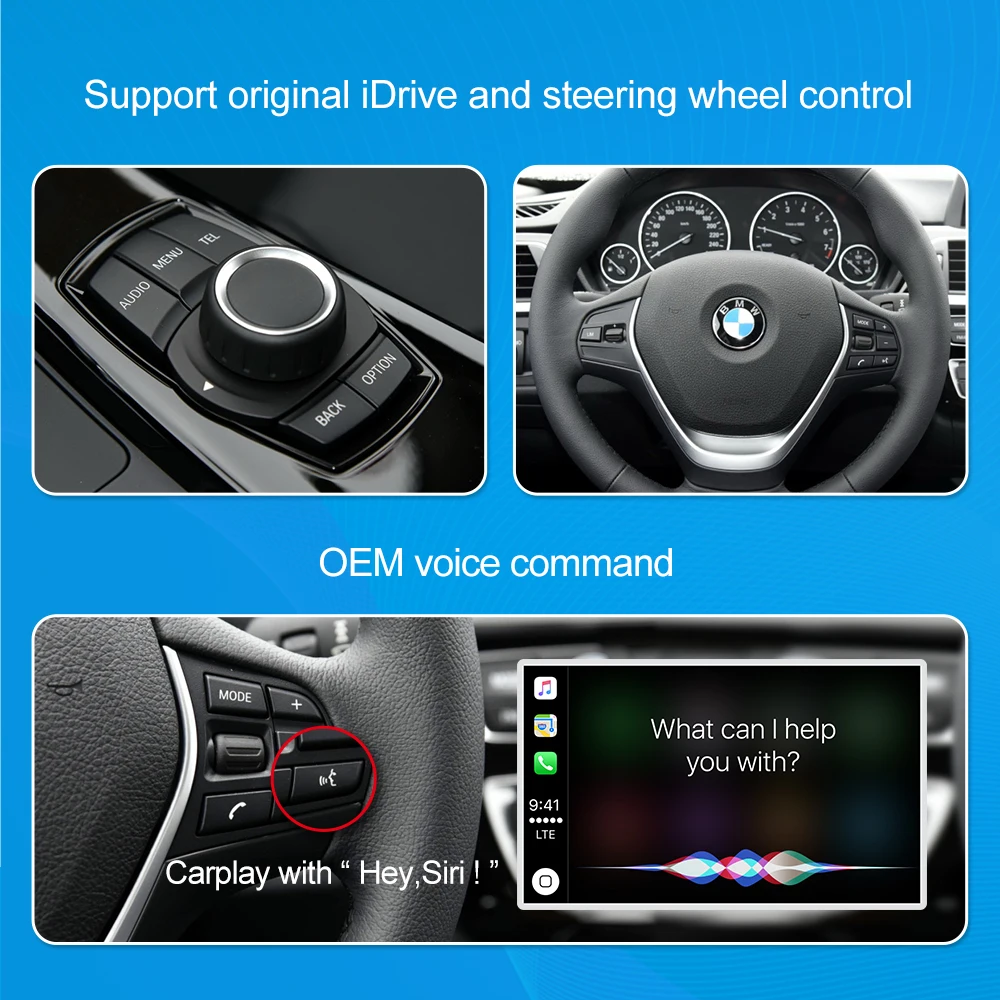 Wireless Carplay Android Auto for BMW F30 F31 F20 F21 F10 F01 X5 E70 X6 E71 X3 F25 F48 E84 MINI NBT EVO System Mirror Link USB