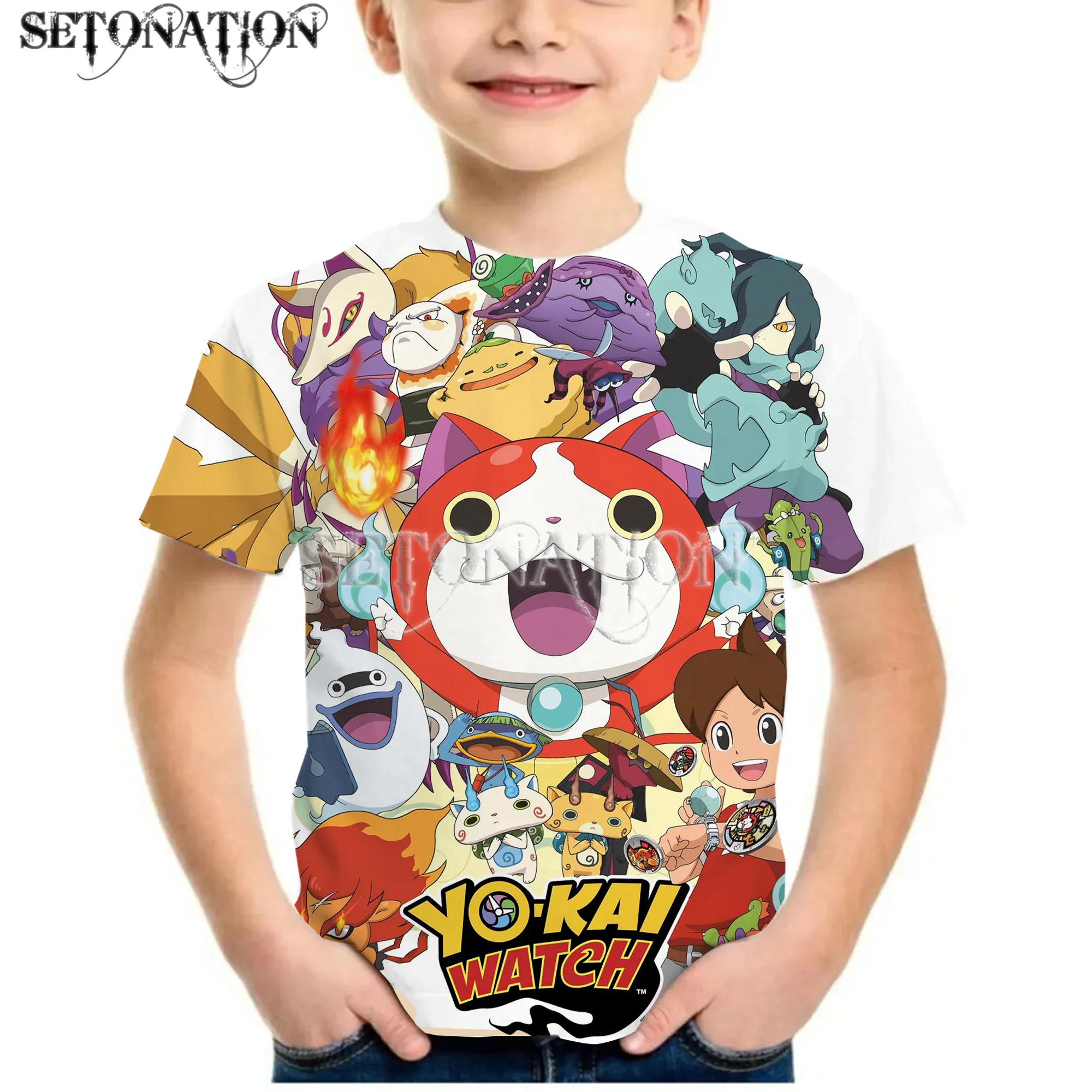 Детские футболки с 3D-принтом Yo-kai Watch для мальчиков и девочек женские топы подарок