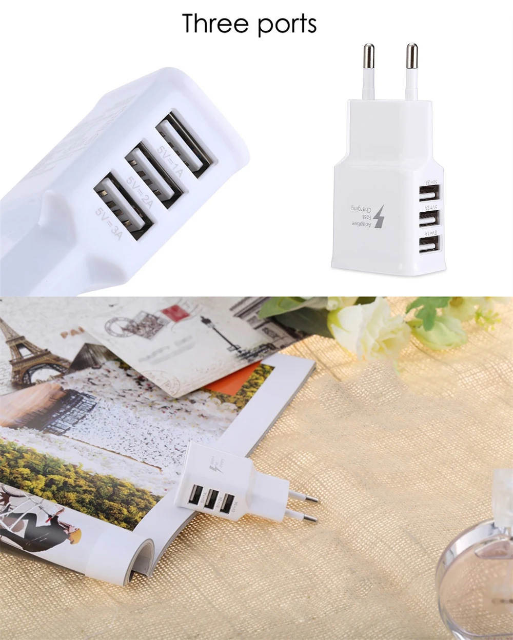 Minismile 5V 2A 3 usb порта USB дорожное зарядное устройство адаптер-ЕС вилка