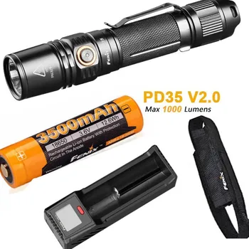

Fenix PD35 V2.0 2018 Edition V2 1000 Lumen CREE XP-L HI V3 LED Tactical Flashlight with ARB-L18-3500 battery and ARE-D1 charger