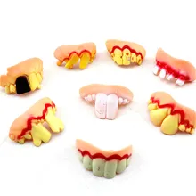 9 estilo jesting truques jogo de propriedade brinquedo gags & piadas práticas dia das bruxas dentadura feia falso dentes podres modelo brincadeira susto