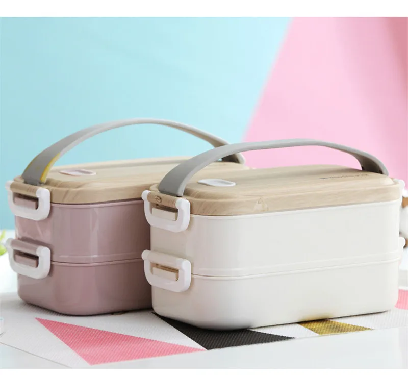 2 слоя коробки для ланча для детей японский 304 из нержавеющей стали Bento box герметичный детский Bento Ланч-бокс контейнер для еды, судок