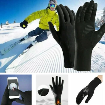 

2019 Fashion Trend Unisex Winter Touch Screen Windproof Waterproof Outdoor Sports Driving Gloves Black Warm New Accessories