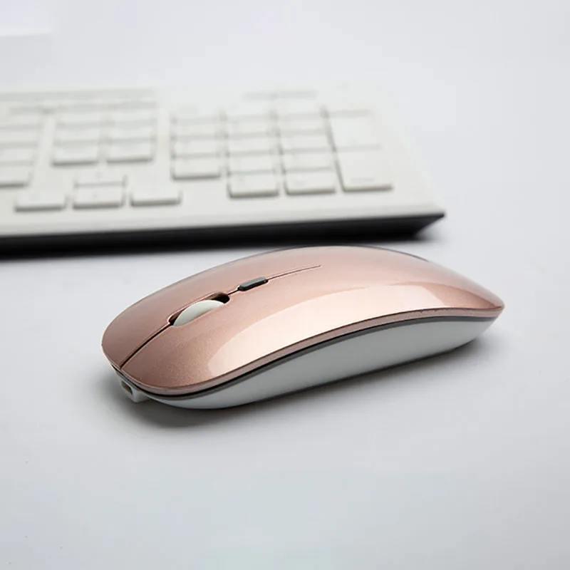 Rose Gold Бесшумная беспроводная мышь, портативная эргономичная мышь 2,4 ГГц, USB оптическая мышь для ноутбука, компьютера, геймера, ночного компьютера - Цвет: Rose Gold