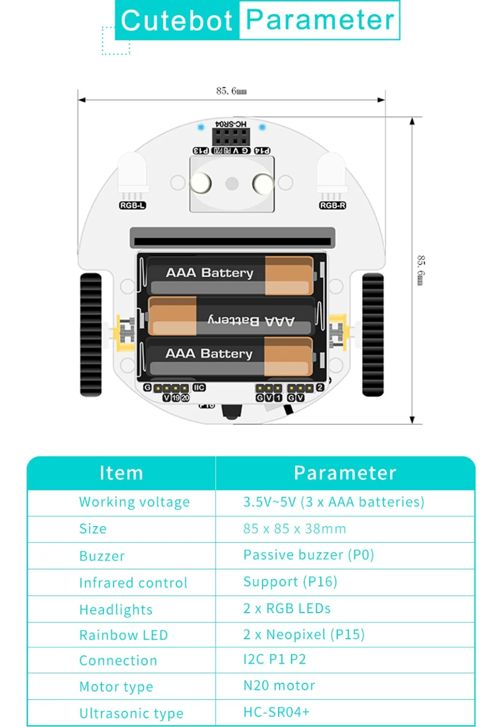 Micro: bit cutebot kit de carro inteligente