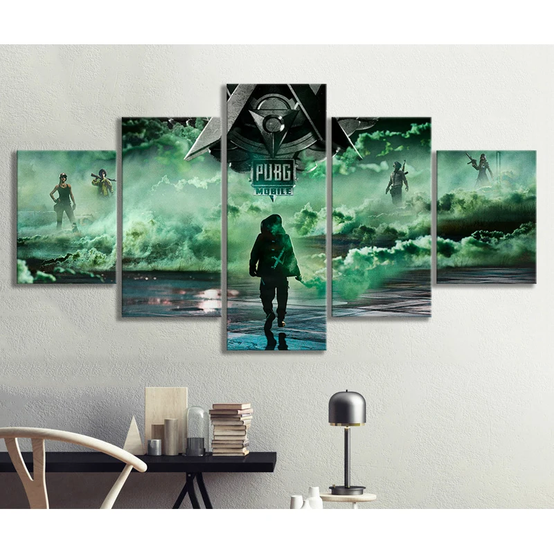 5pcs Pubg Mobile Game Poster Wall Art Decor Modular Picture Gamer Canvas Paintings For Living Room Decoration Posters And Prints (2)
