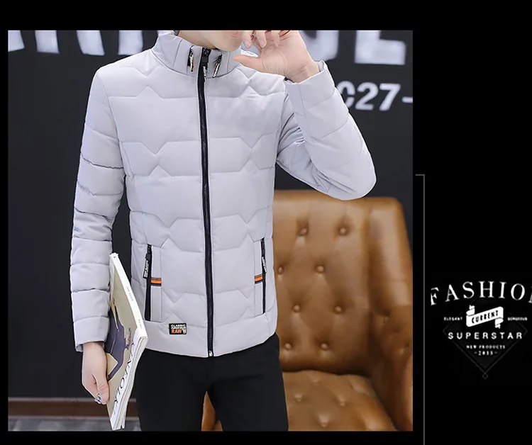 Korean-style Short Cool Versatile Stand Collar Trend Winter down Jacket Cotton-padded Clothes Handsome Cotton-padded Jacket Men'