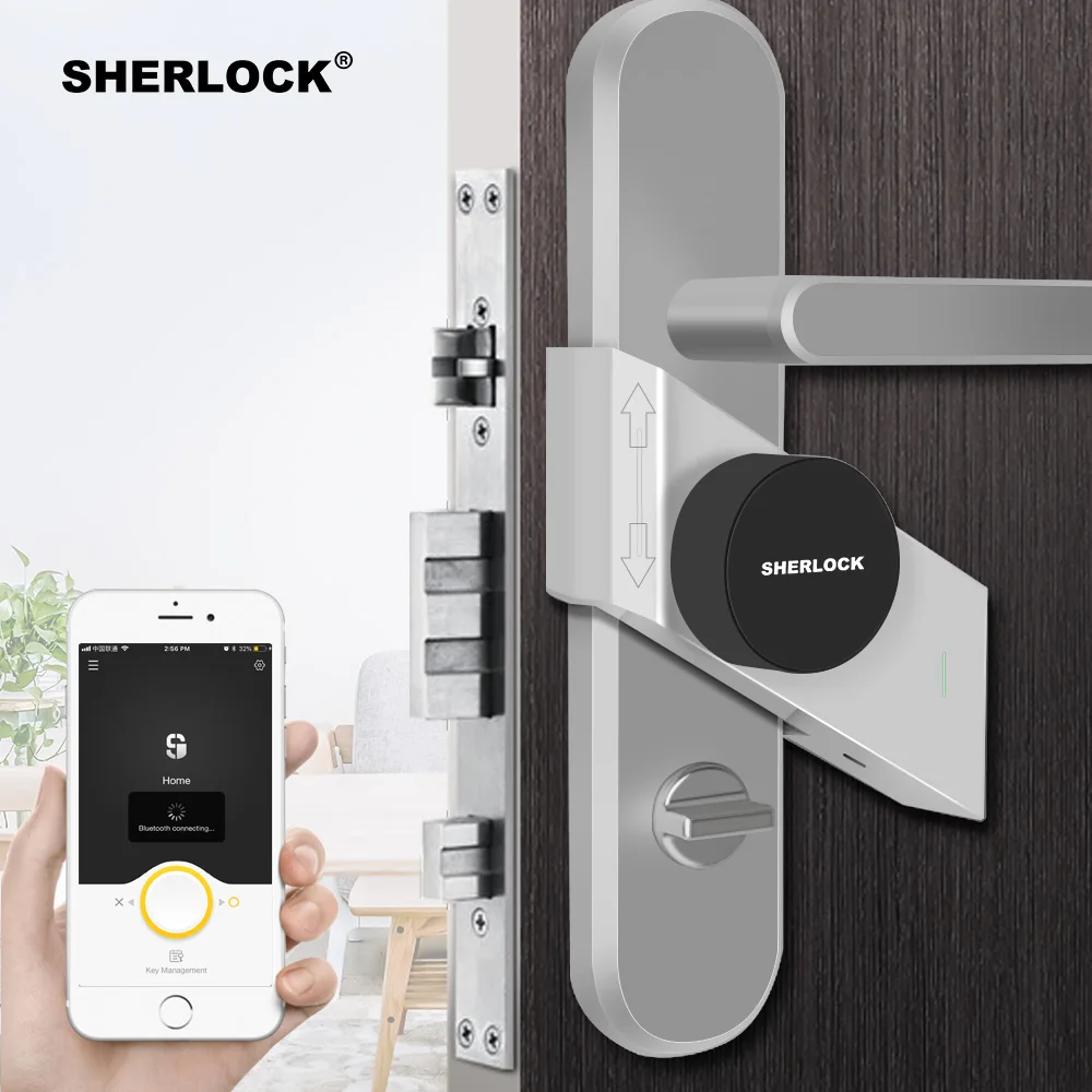 Ceny Sherlock Fingerprint + hasło inteligentny zamek do drzwi Home Keyless bezprzewodowy zintegrowany zamek elektroniczny Bluetooth App sterowane telefonem