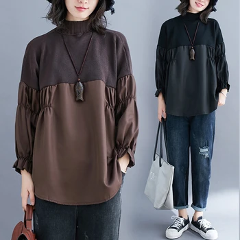 

ARCSINX Turtleneck Women's Sweatshirts Plus Size 3XL 4XL 5XL Fashion Design Women Knitwear Casual Korean Style Pullover Women