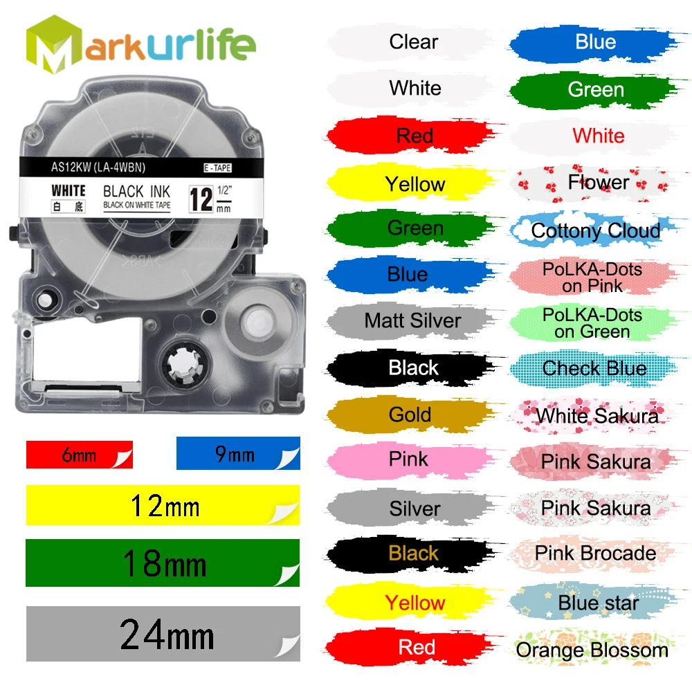 

12 мм лента для маркировки SS12KW ST12KW SC12RW, совместим с EPSON