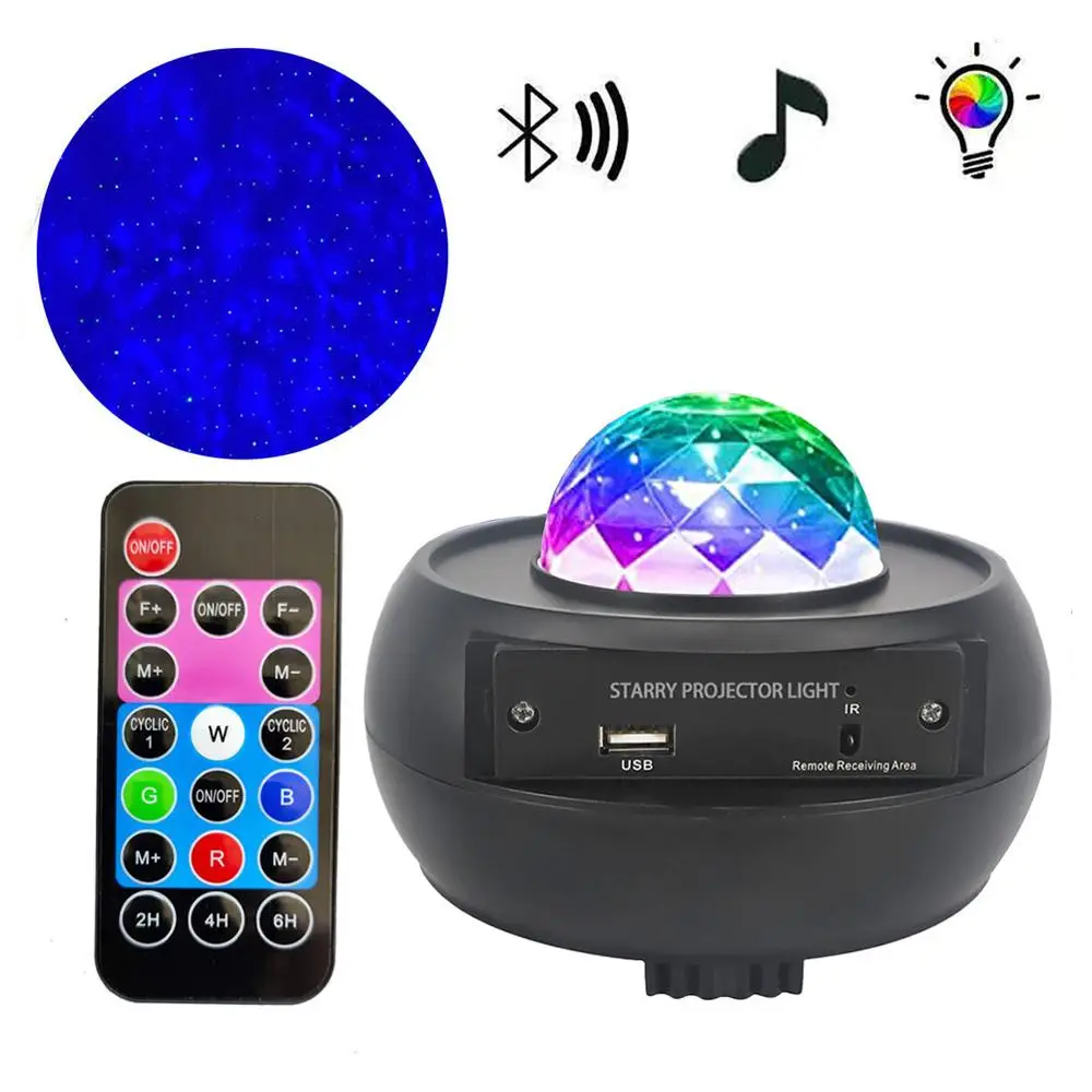 

Star Projector LED Rotating Night Light Stars and Ocean Night Lamp LED Projector Color Music Player with Bluetooth Timer Remote