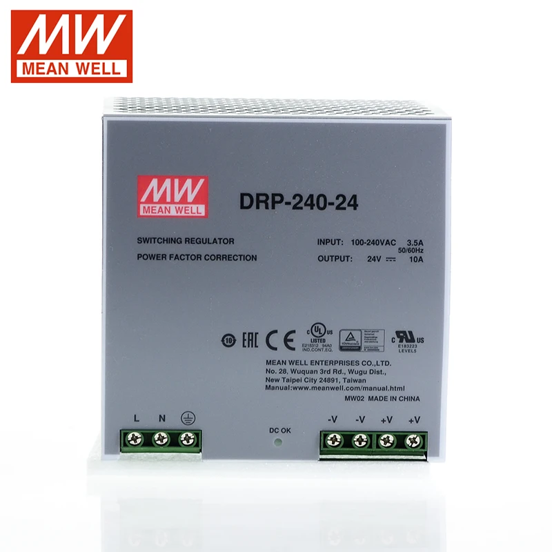 Оригинал MEAN WELL DRP-240-48 240 Вт 48 В din-рейку импульсный источник питания 110 В/220 AC до DC 5A