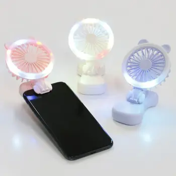 

Cute Lighting Cartoon Portable Fan USB Charging Cooling Fan Summer Beauty Mobile Phone Clip Air Cooler 2 Speed Adjustable