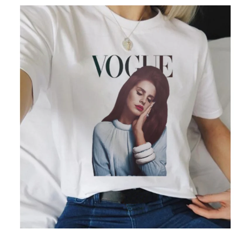 Женская футболка с коротким рукавом LUSLOS lana del rey Повседневная белая в винтажном