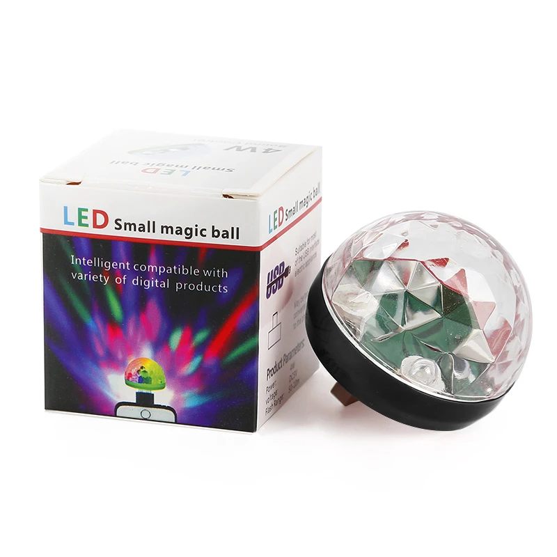 Мини USB RGB светодиодный диско-сценический светильник ing Ball DJ Хрустальный Магический светильник для дома неоновые вечерние магический шар сценический светильник для мобильного телефона - Цвет: black