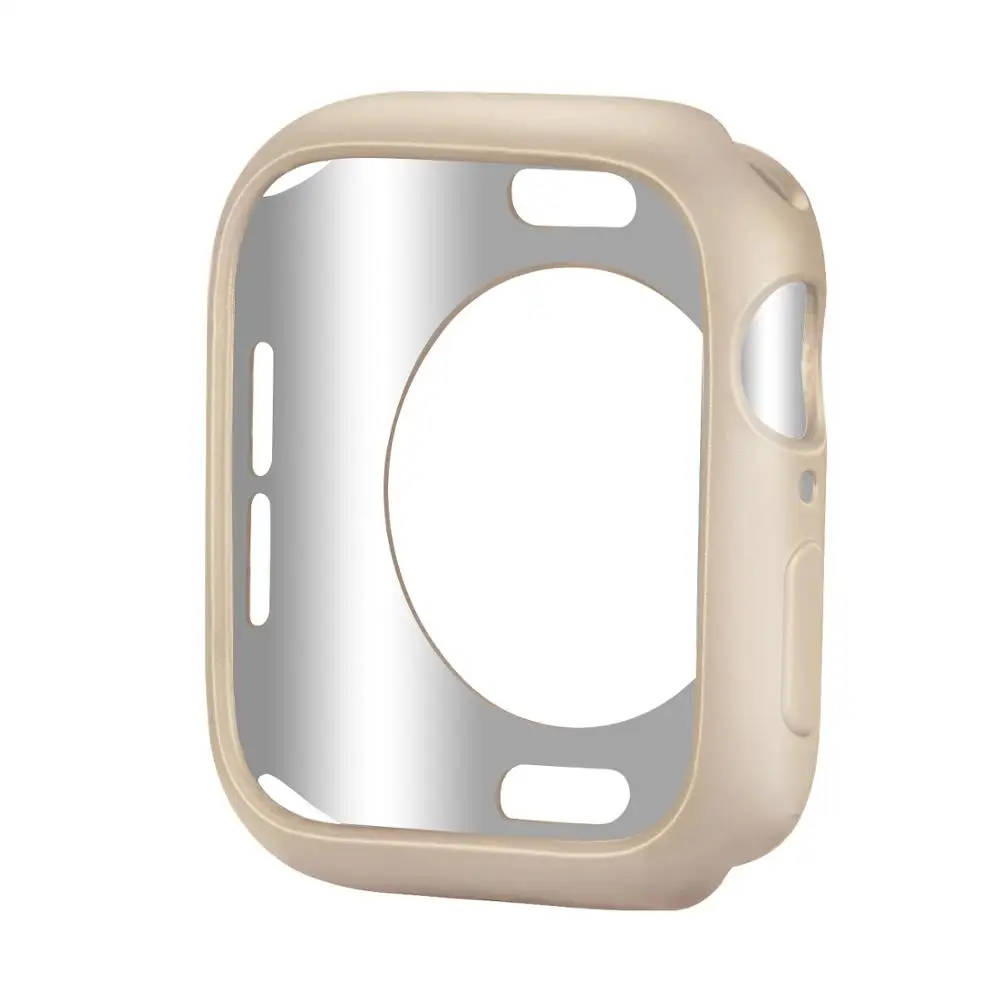 champagne Защитный чехол для Apple Watch 5, 4, 3, 2, 1, 44, 40, 42, 38 мм, матовый цвет, с рисунком, ТПУ, защита от падения, бампер, чехол для iWatch - Цвет: champagne