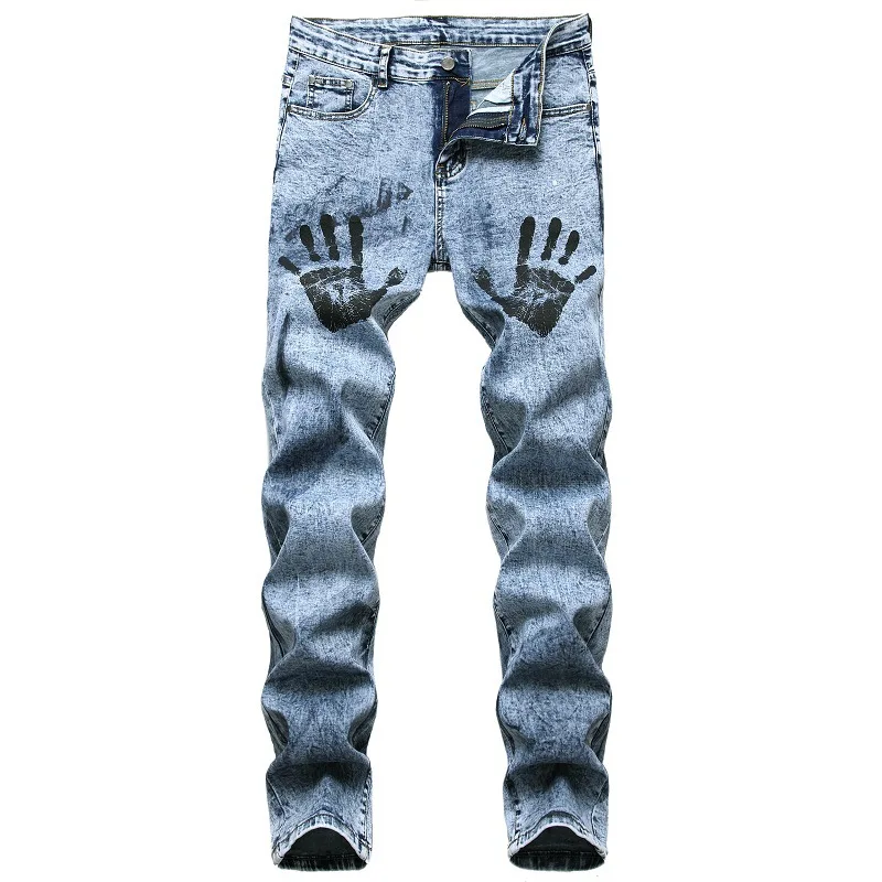 Men Casual Jeans Biker Denim Jeans Stretch Denim Pants Solid Slim Fit Jeans Male Street Skinny Pant  Youth Jeans