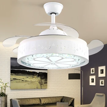 

Nordic Simple Invisible Shrink Fan Lamp Dining Room Ceiling Fan Light Home Decor Household LED 110v 220v Ceiling Fan Light