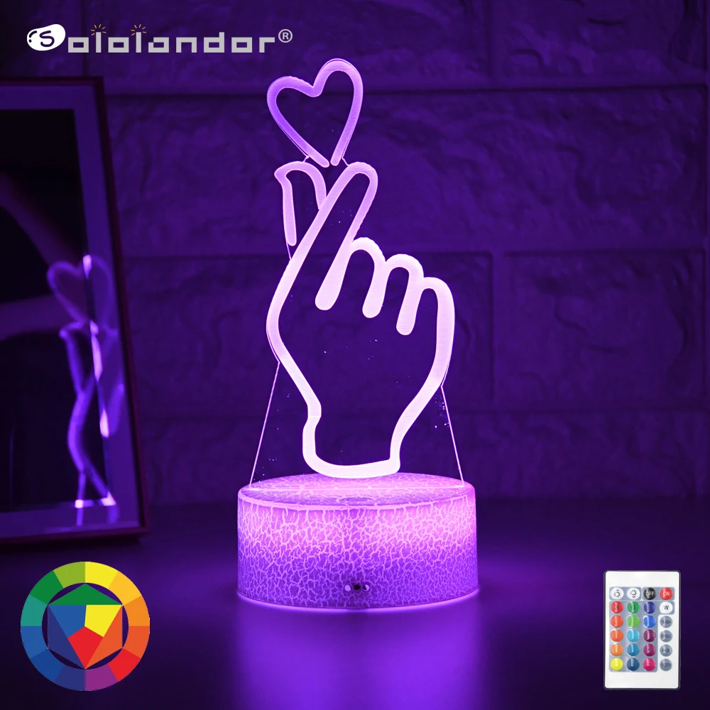 

Newest Kid Light Night 3D LED Night Light Creative Table Bedside Lamp Romantic than heart light Kids Gril Home Decoration Gift