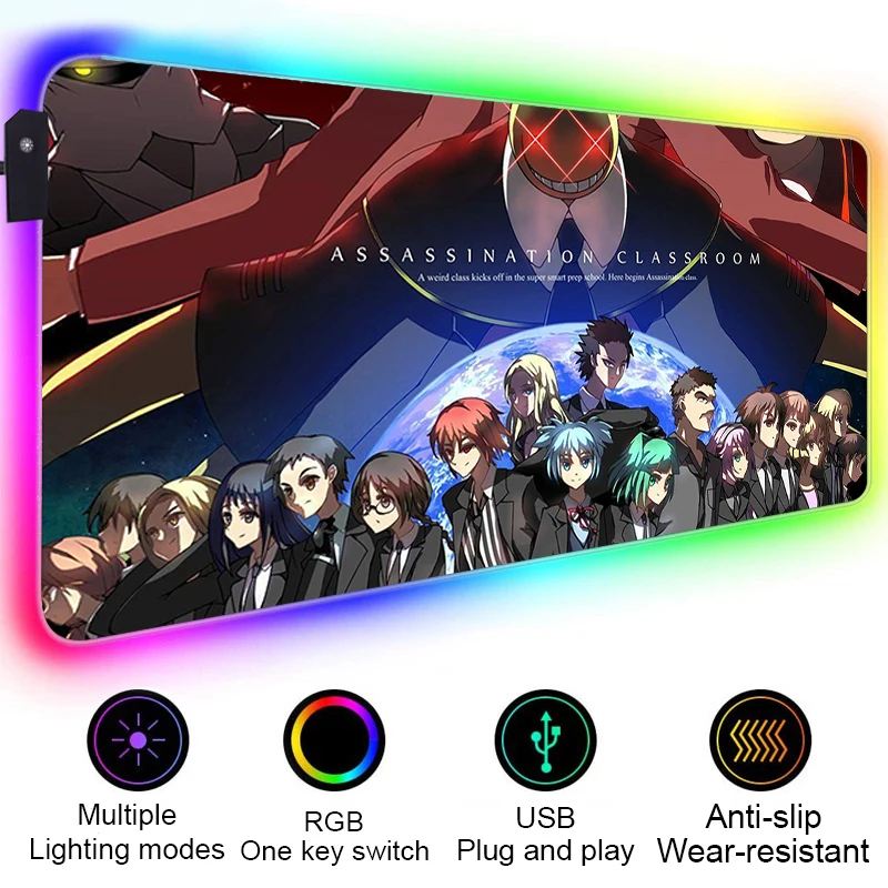 

RGB светодиодный игровой коврик для мыши XXL, коврик для мыши, клавиатура, игровой резиновый нескользящий коврик для мыши, игровой класс убийц