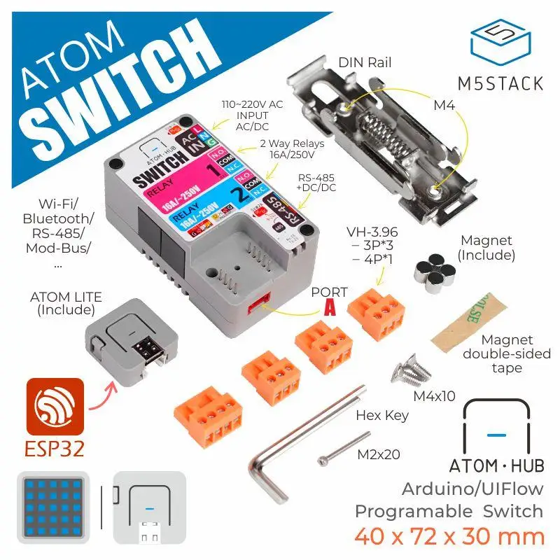 M5Stack Official ATOM HUB AC/DC Remote Control Switch Kit