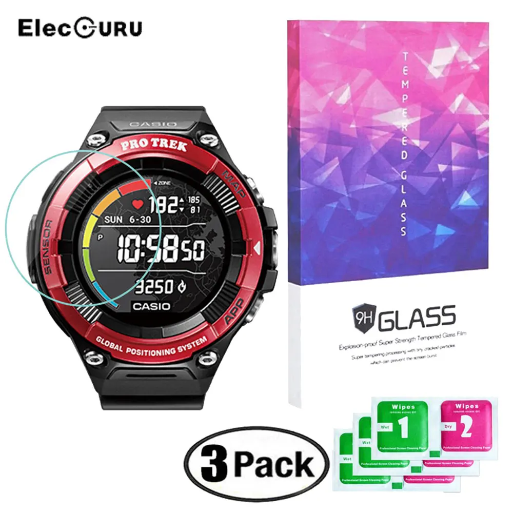 

3 Pack for Casio PRO TREK Smart WSD-F21HR Tempered Glass Screen Protector 9H 2.5D Scratch Proof Explosion-Proof Protective Glass
