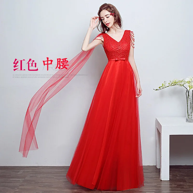 Модные Бисер в китайском стиле пикантные queen восточные вечерние женские Cheongsam шоу на сцене платье Qipao; элегантные туфли в стиле знаменитостей; платья на торжество - Цвет: Красный