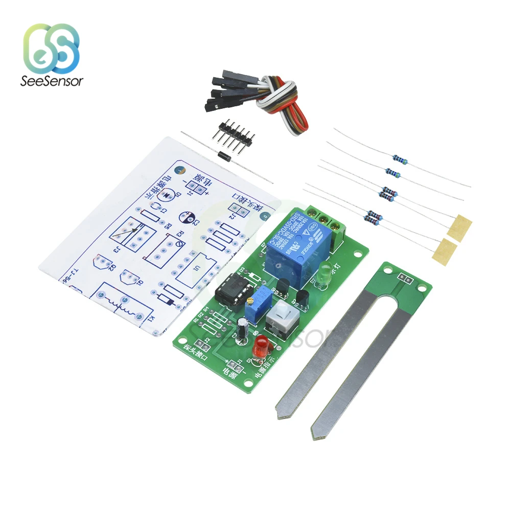 

DC 5V Soil Moisture Sensor Relay Control Module Humidity Controller Irrigation System Automatic Watering Starting Switch DIY Kit