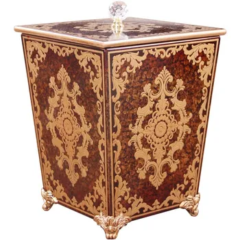 

European-style Trash Cans Household Covered Living Room Restoration Bathroom Kitchen American-style Creative Wooden