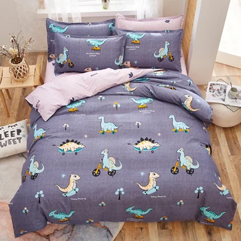 

Cartoon animal desig bedding set duvet cover flat bed sheet pillowcase family 2 covers full single bed set