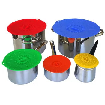 

Silicone Stretch Lids, 5 Pack To Keeping Food Fresh, Durable And Expandable To Fit Various Sizes And Shapes Of Containers Bowl