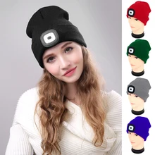 Шапка для активного отдыха на открытом воздухе, 4 светодиода, спортивный светильник, вязаная шапка для бега, головной светильник, вспышка, светильник фонарь, шапка для мужчин и женщин