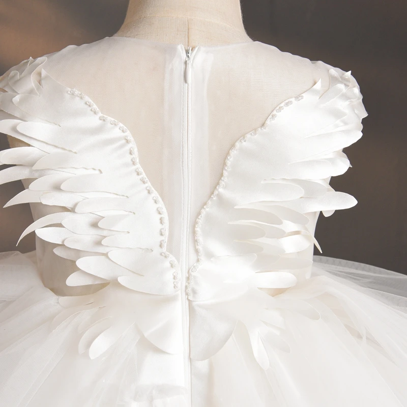 Vestido da Menina Tule de Cristal Roupas de Casamento Festa de Aniversário Vestido de Noite Vestido de Baile Flor Preta Tule Cisne Princesa Pageant Crianças 32 tule de cristal princesa pageant roupas de