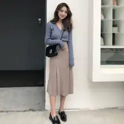 2019 осенний женский модный комплект из двух предметов с трикотажной юбкой