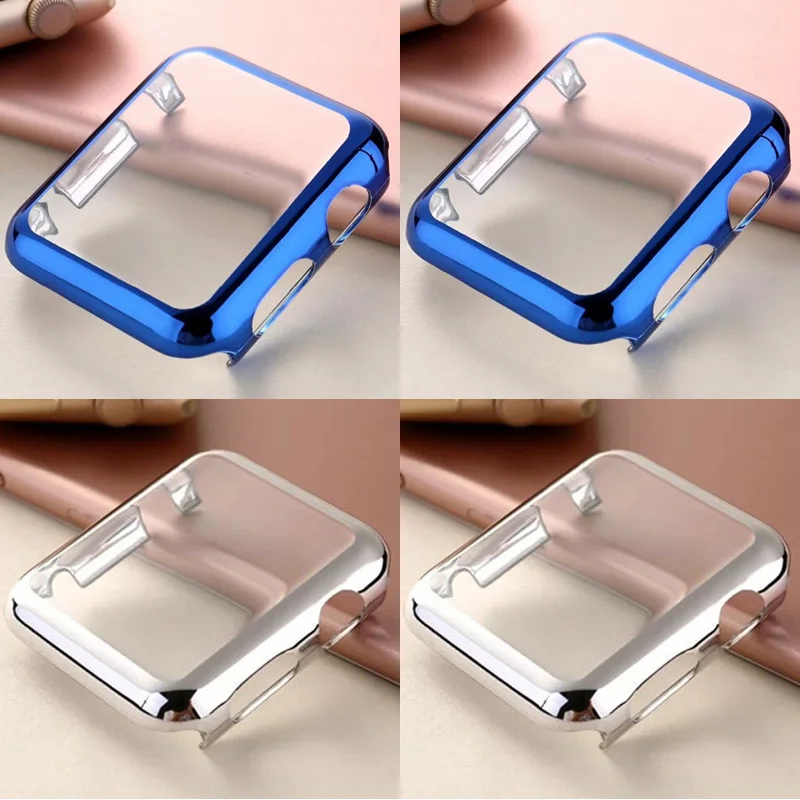 Silver and Blue Чехол для Apple iPhone Watch 42 мм, 38 мм, 40 мм, 44 мм, iwatch Series 4, 3, 2, 1, защитный чехол, защитная крышка - Цвет: Silver and Blue