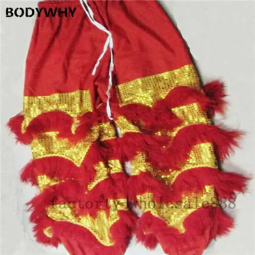 Горячие китайские народные искусства льва танцевальные брюки взрослых Размер костюм шерсть Южная костюмы со львами платье брюки с меховой отделкой слоистых