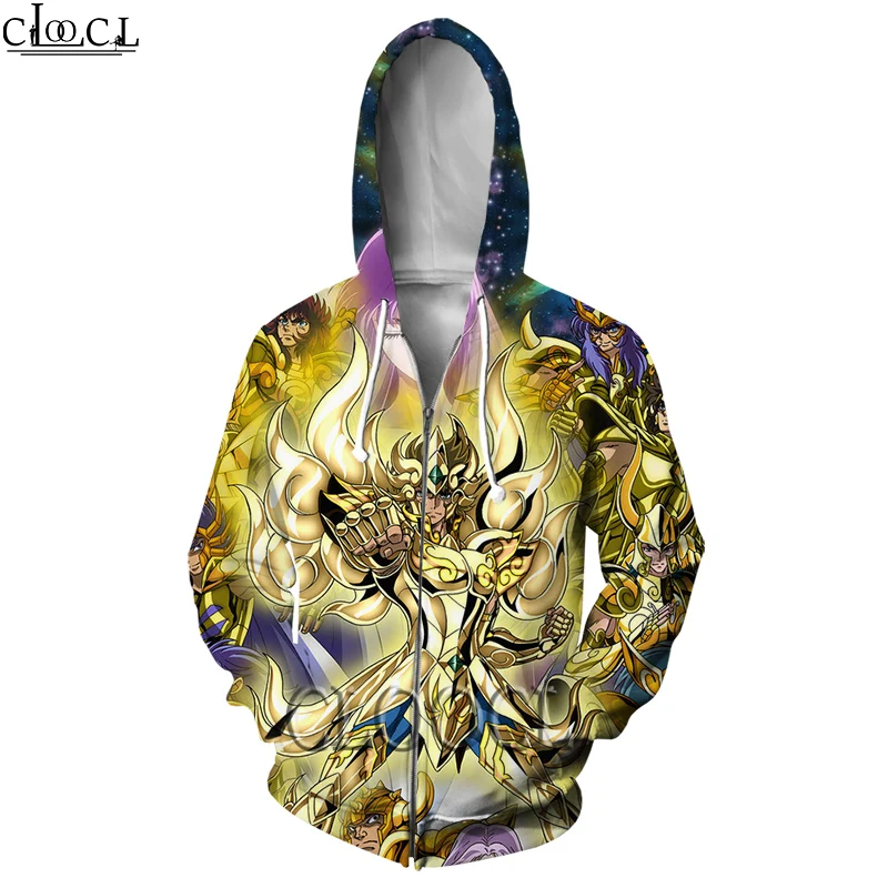 

CLOOCL Anime The Knights of the Zodiac Saint Seiya Zipper Hoodie Streetwear 3D Print Men Women Unisex Harajuku Zip Sweatshirt