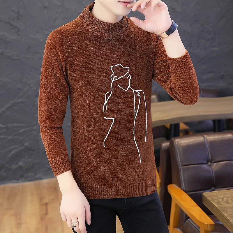 2019 autumn winter male sweater Korean version handsome student round neck knitted youth men's Cartoon clothing pullover Black 2019 autumn winter male sweater Korean version handsome student round neck knitted youth men's Cartoon clothing pullover Black