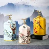 Color Flower Bird Golden Deer Candy Jar Ceramic Storage Bottle Household Nut Tea Tin Moisture-proof Storage Box Porcelain Crafts 2
