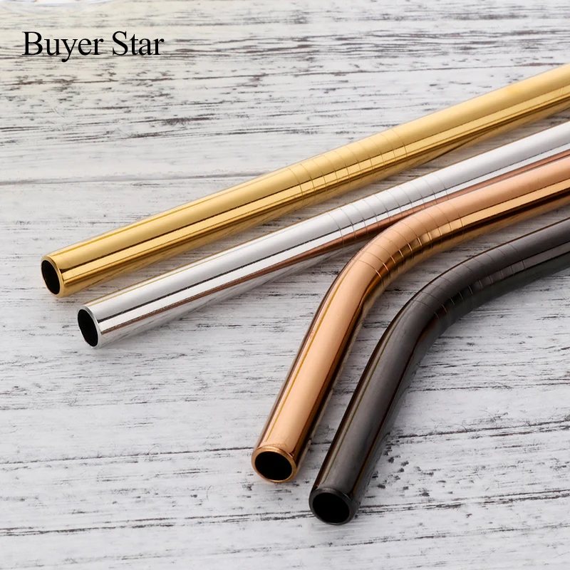 8pcs Metal Extra Long 8mm Wide Straw Stainless Steel Straws Reusable Drinking Straw with Brush for Yeti Tumbler Bar Accessories drinking straws metal straw set metal straws stainless steel straw