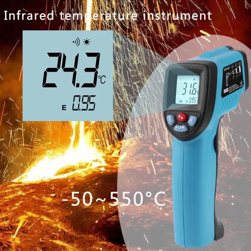 GM550-50~ 550 C цифровой инфракрасный термометр пирометр Аквариум Открытый Термодетектор термометр