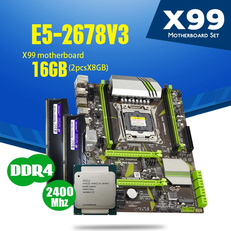 Материнская плата atermiter X99 D4 с процессором Xeon E5 2678 V3 2 шт. X 8 ГБ = 16 Память DDR4 2400 МГц |