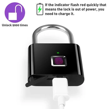 

Luggage Lock Keyless Padlock Rechargeable Portable Anti Theft Security Smart Fingerprint Door Lock