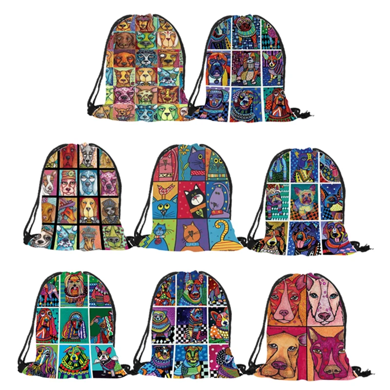 Funny Sugar Tattoo Dog Cat Poster Collage Colorful Backpack Soft 