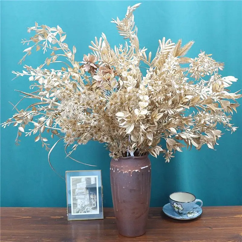 Высококачественная Золотая серия свадебные искусственные пластиковые искусственные цветы лист свадебный зал домашний цветок для украшения сада настенные аксессуары